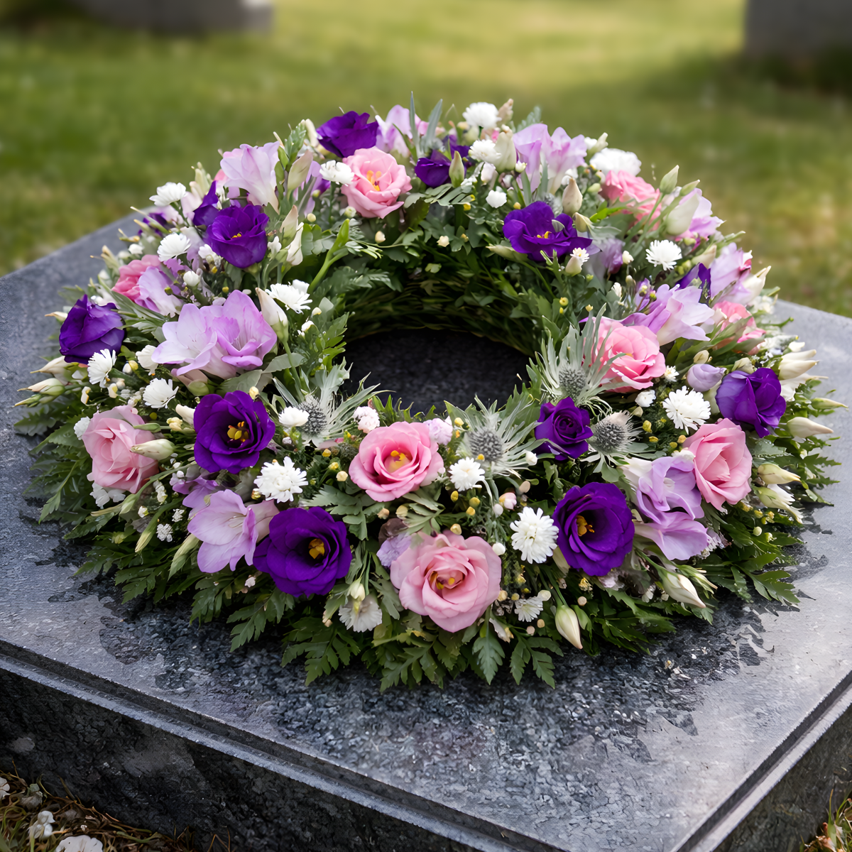 Pink and Purple Funeral Wreath