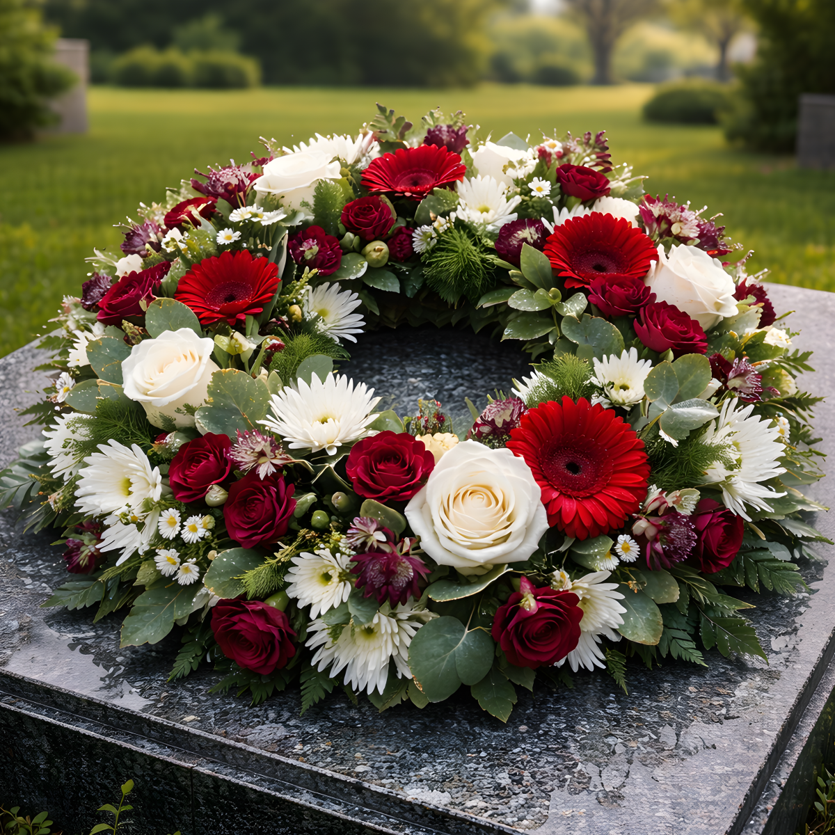 White and Red Flower Wreath