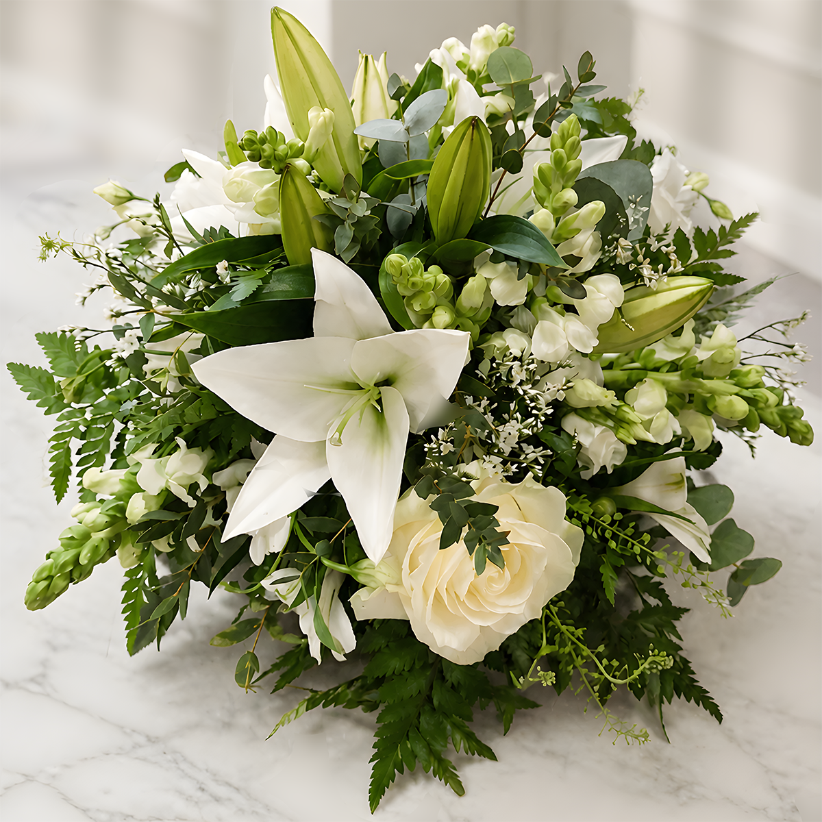 White Lily and Rose Posy