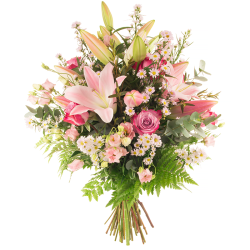 Pink Roses and Lily Bouquet - Blackrock flowers