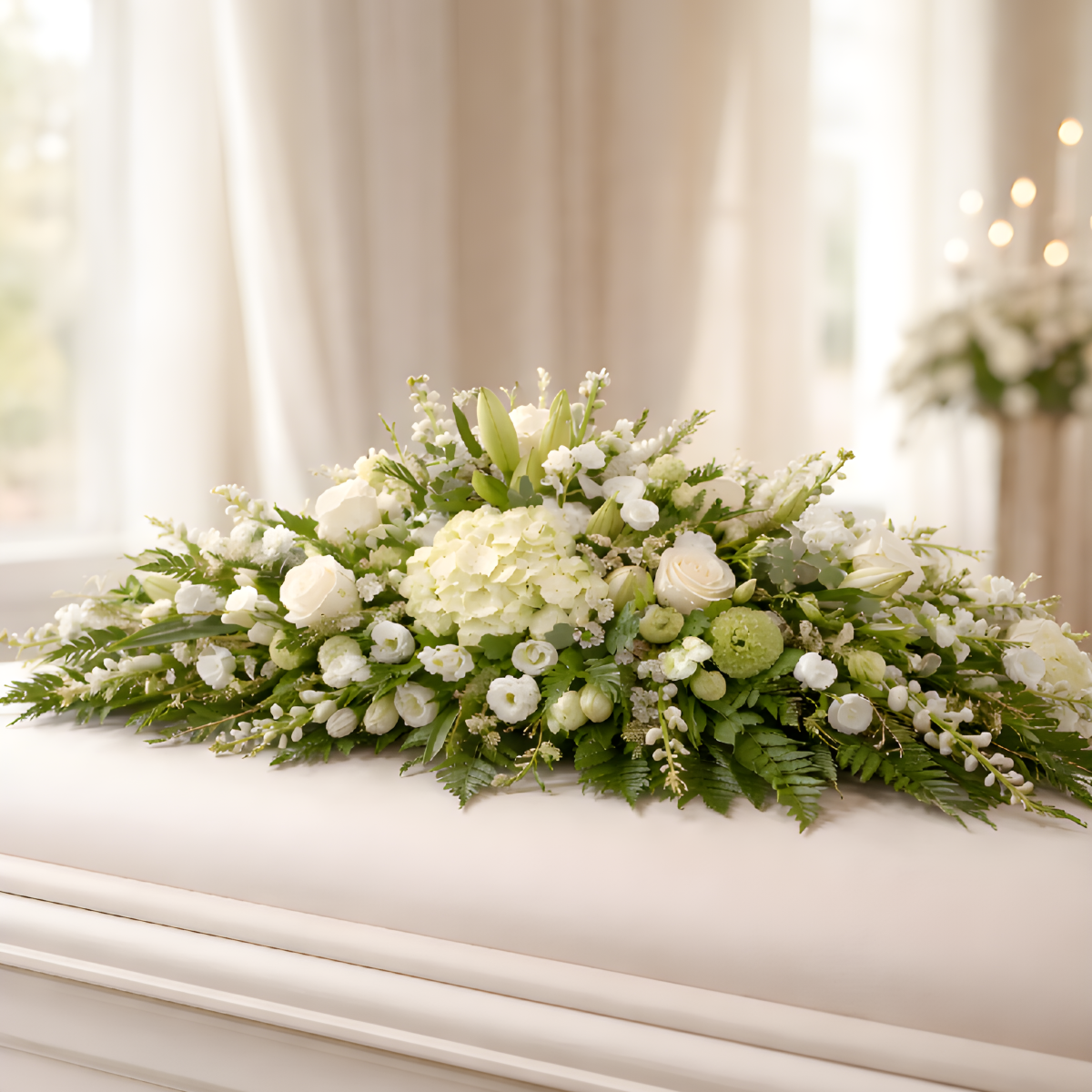 White Flower Coffin Spray