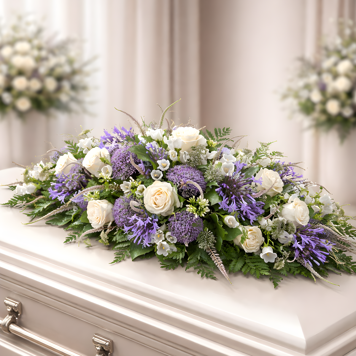 White and Purple Funeral Spray