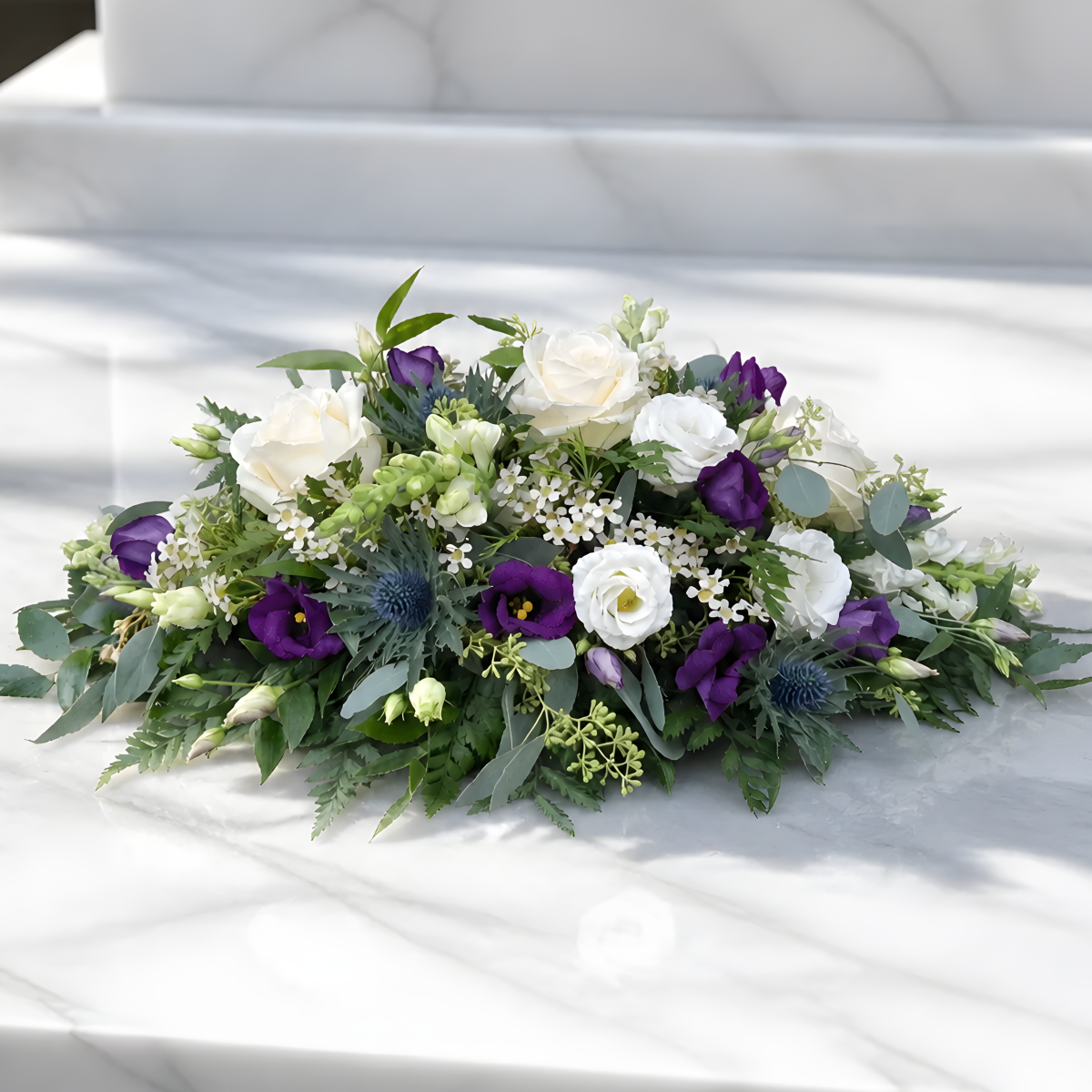 White-Purple Funeral Spray